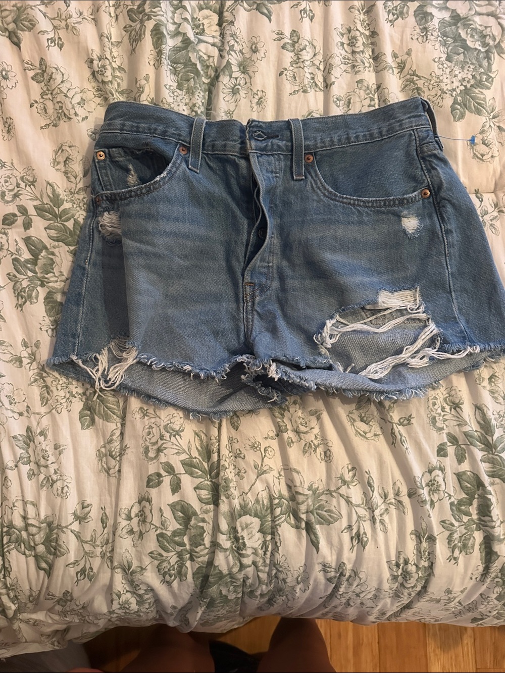 Levi's Vintage Blue Distressed Denim Cutoff Shorts